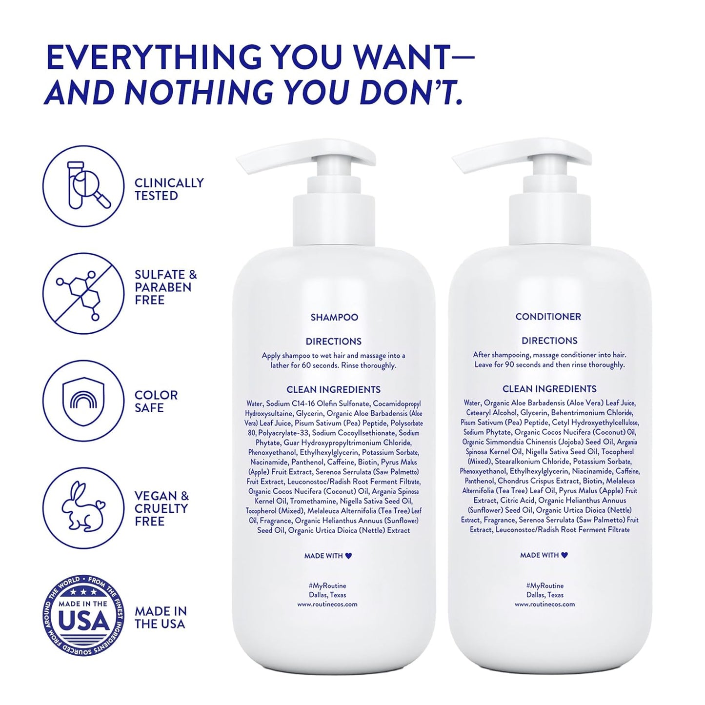 Anti-Thinning Shampoo & Conditioner Set - Biotin DHT Blocker for Thinning Hair | Color Safe, Healthier Hair - Rose Hips