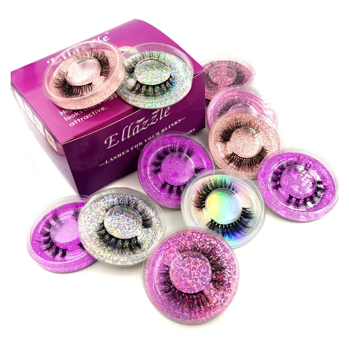False Eyelashes Wholesale, 50 pairs Natural Look Eyelashes Mink Lash Pack Reusable Fluffy 12-14mm