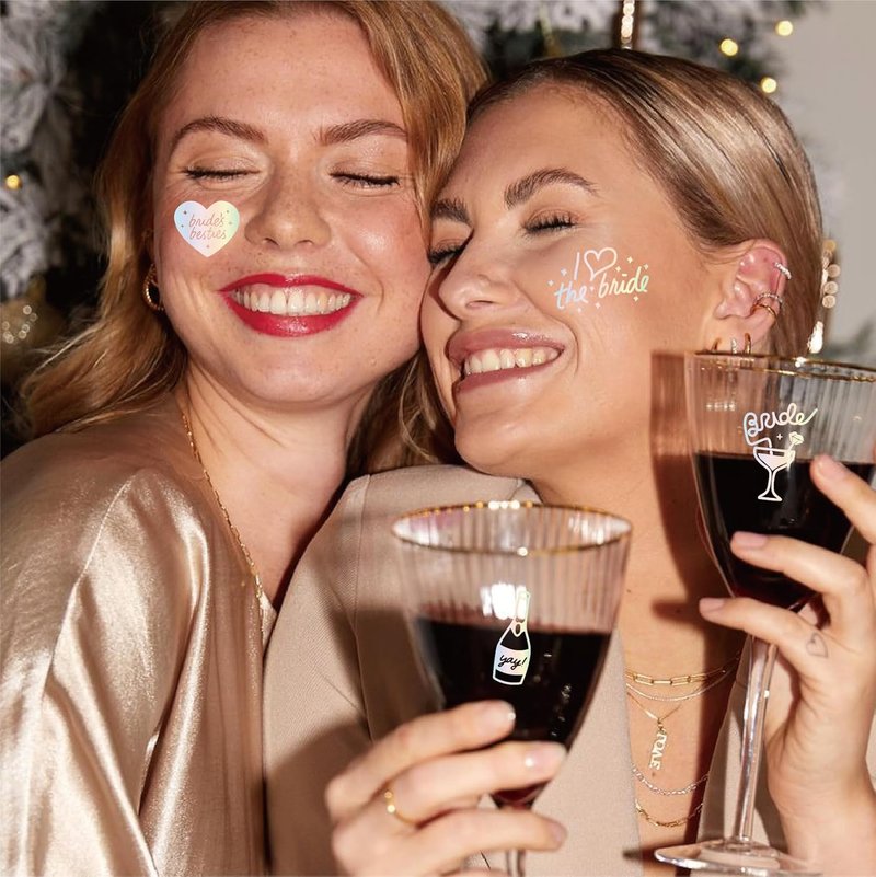 Wedding Cheers Bachelorette Temporary Tattoos - 80+ Glitter Designs | Fun Party Favors for Bridesmaids & Bridal Showers