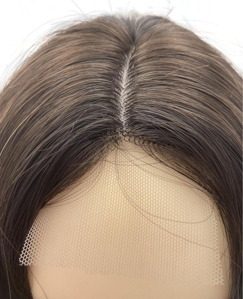 Long Wavy Brown Highlight Wig | Curly Synthetic Heat-Resistant Fiber for Daily Wear & Cosplay - 18 Inch