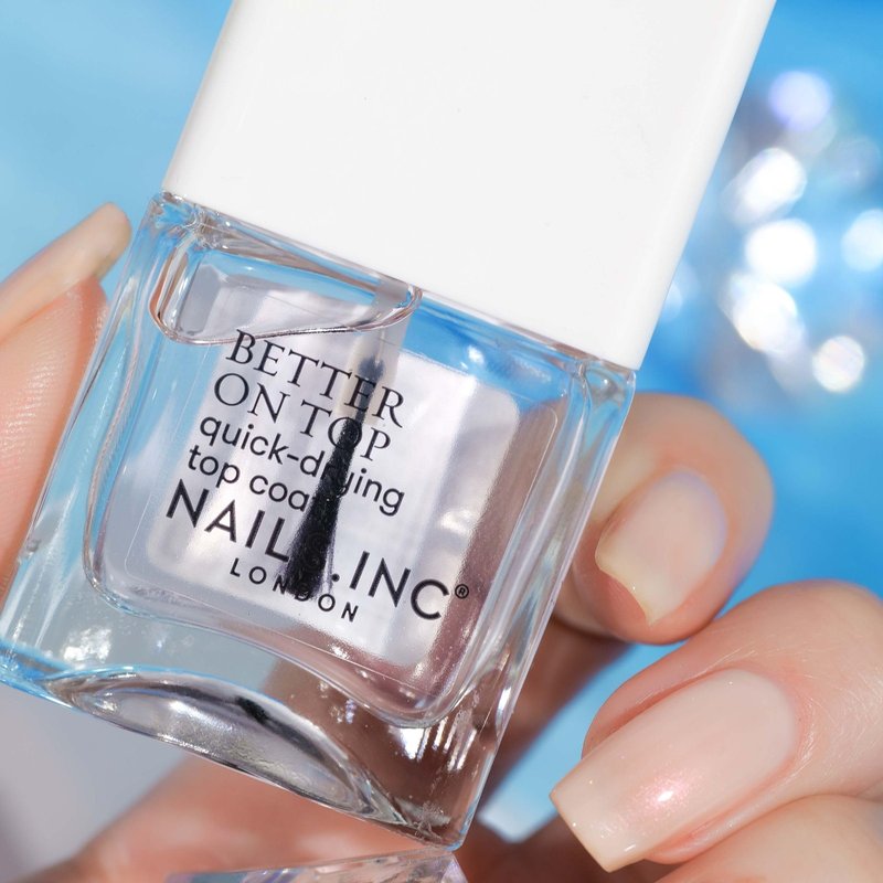 Nails Inc Better On Top, With Peptides, Glossy, Top Coat, High Shine, No Chip, Long Lasting, Quick Dry, Air Dry, Professional Manicure & Pedicure, Fingernails & Toenails, Vegan Nail Polish, 0.47 Fl Oz