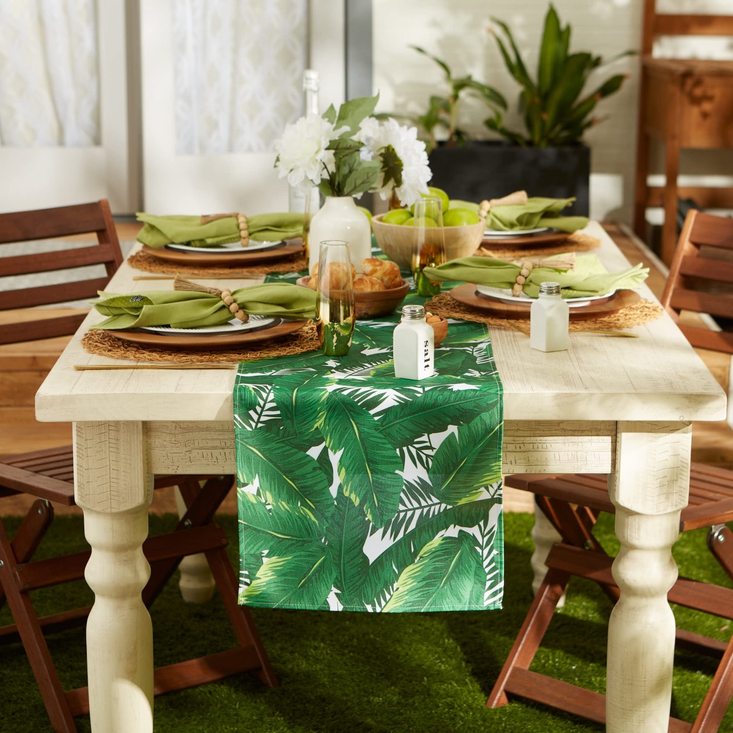 DII Outdoor Tabletop Collection, Stain Resistant & Waterproof,14x72, Banana Leaf