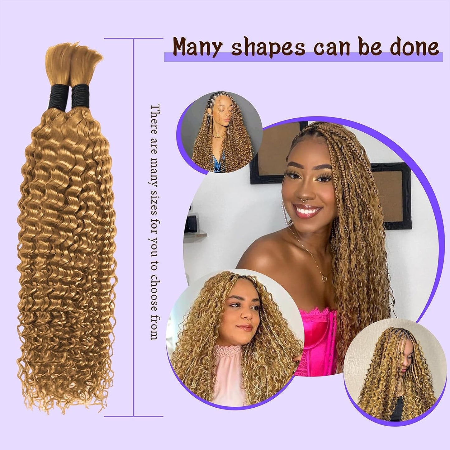 #27 Human Hair for Boho Braids 14 Inch Boho Hair for Braiding 2 Bundles 110g 12A Curly Boho Braids for Human Hair Bulk(#27,14inch)
