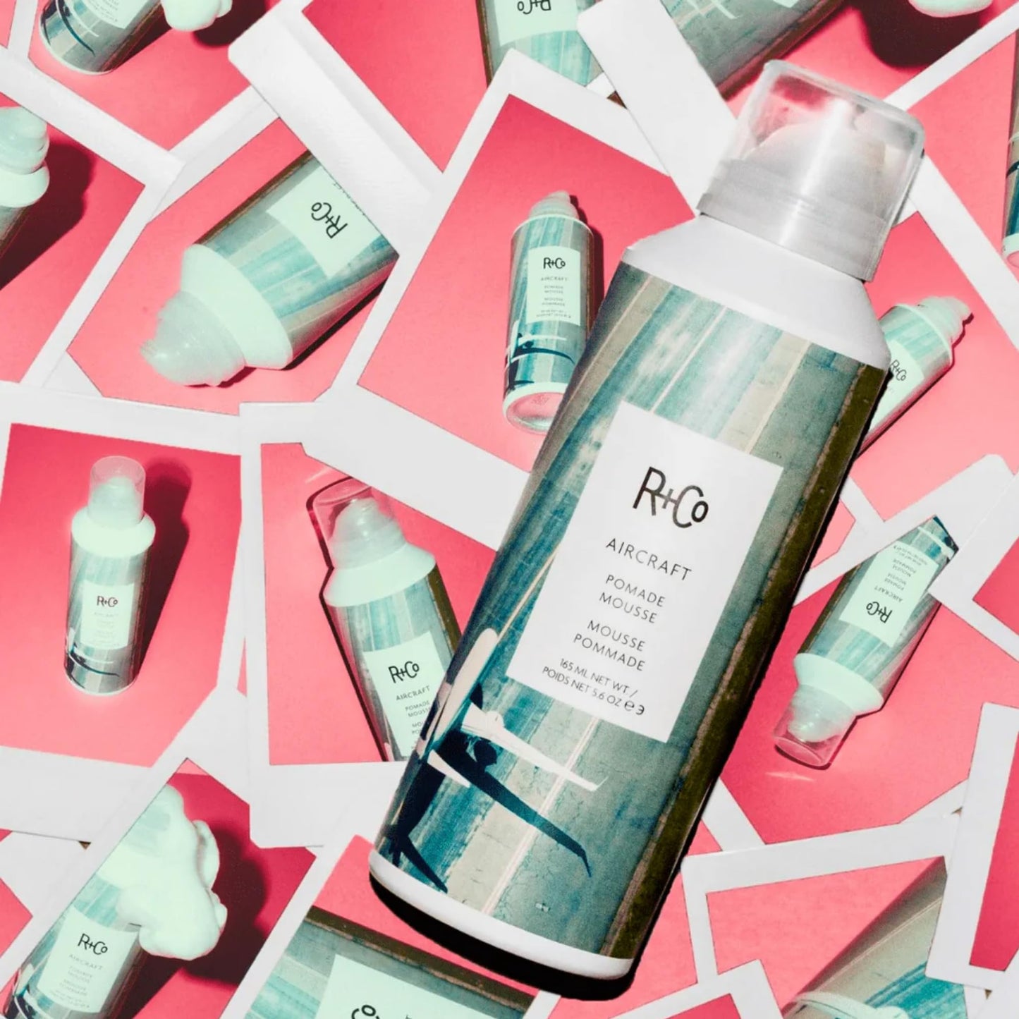 R+Co Aircraft Pomade Mousse - Lightweight Non-Sticky Styling Foam for Texture, Volume & Definition - Anti-Frizz Heat Protectant for Lived-In Hair - Any Hair Type - Vegan & Paraben-Free - 5.6oz