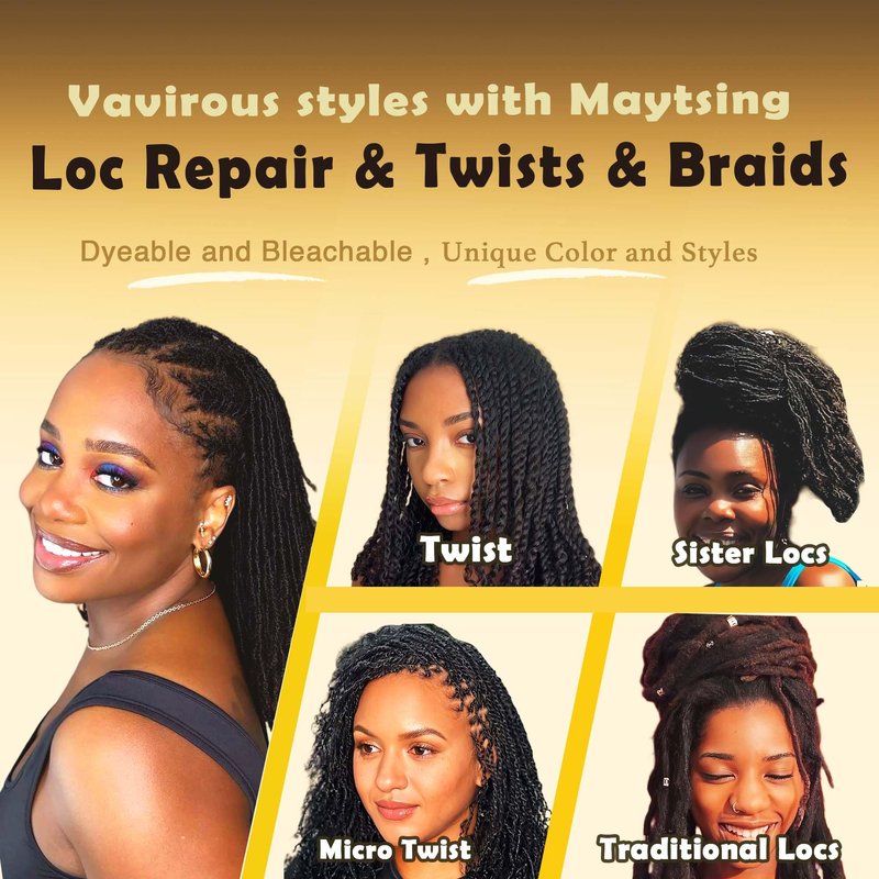 Maytsing Afro Kinkys Bulk 100% Human Virgin Hair - 10inch,3oz/90g,Natural Black - 4C Texture - for Dreadlocks, Loc Repair, Twists, Braids - Can Be Bleached and Dyed to Honey Blond Color