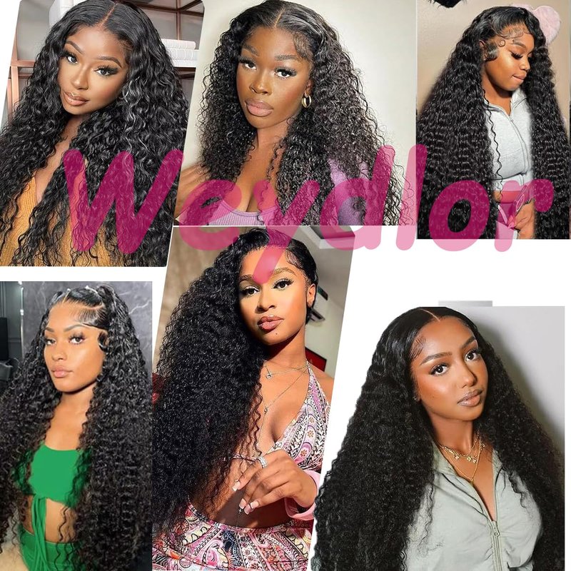 Weydlor Deep Wave Bundles Human Hair 18 Inch Curly Bundle Human Hair 100% Unprocessed Brazilian Virgin Hair Single Bundles for Women Wet and Wavy Hair Bundle Weave Extensions Natural Black