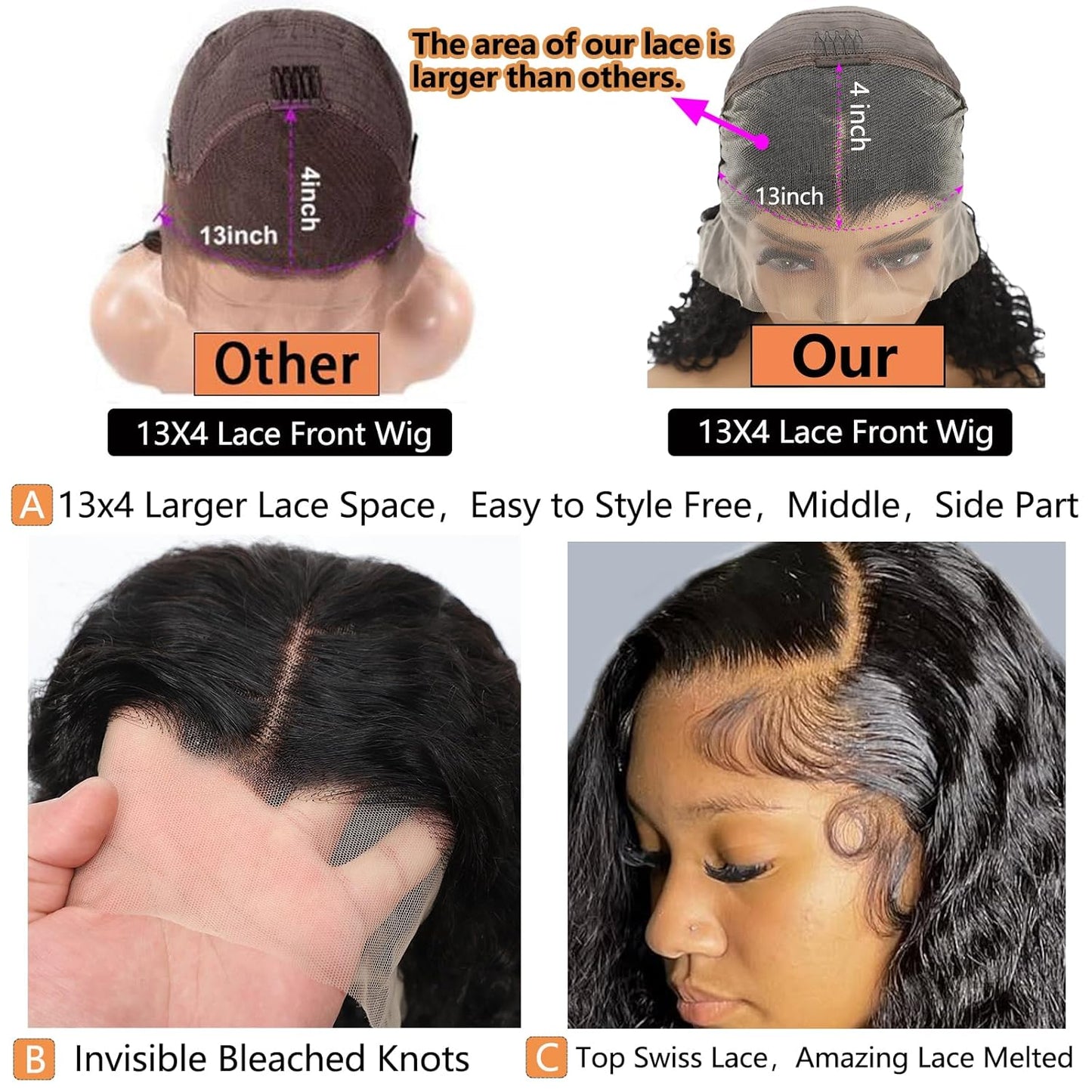 Deep Wave Bob Wig - 13x4 Frontal Lace Human Hair | 220% Density, Short Curly Style for Black Women