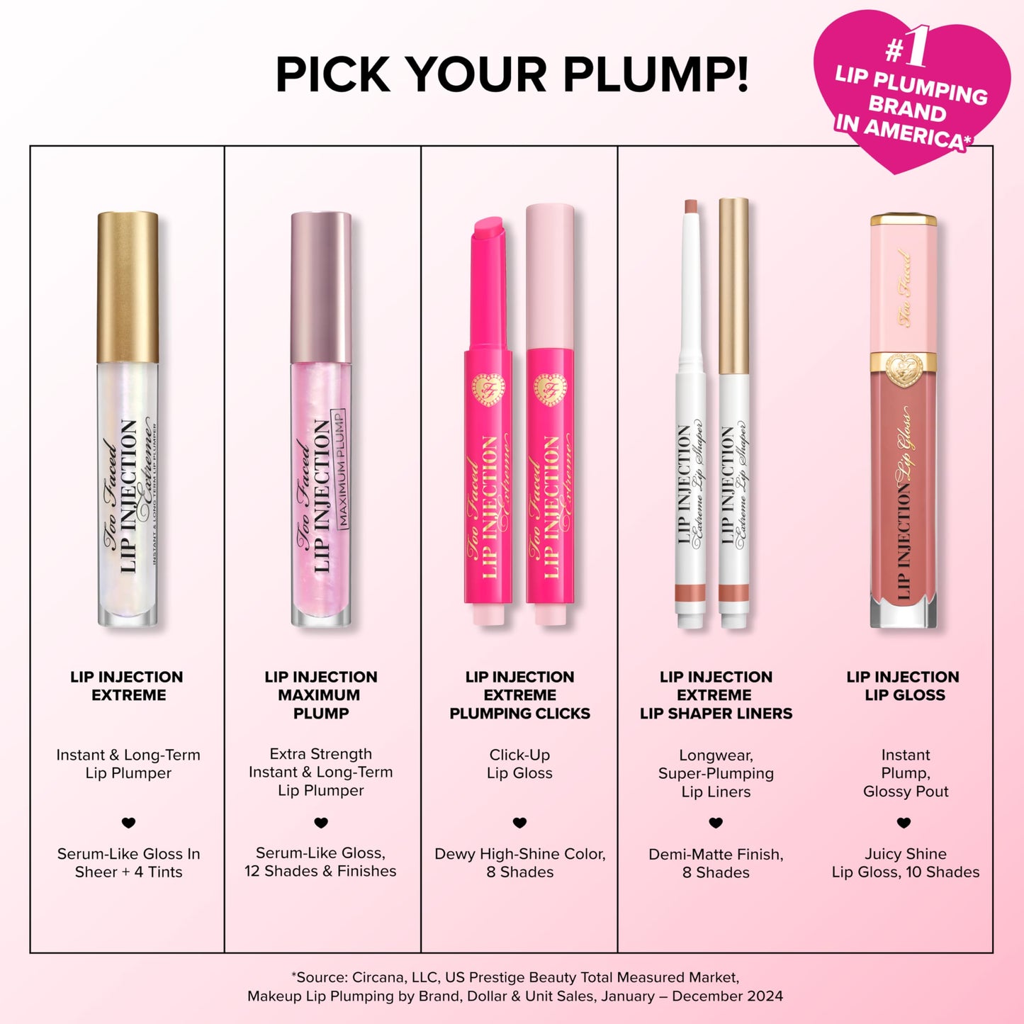 Too Faced Lip Injection Extreme Lip Plumper Gloss | Hydrating, Glossy, & Helps Volume Appear Fuller Over Time, 0.14 Fl Oz, Bubblegum Yum
