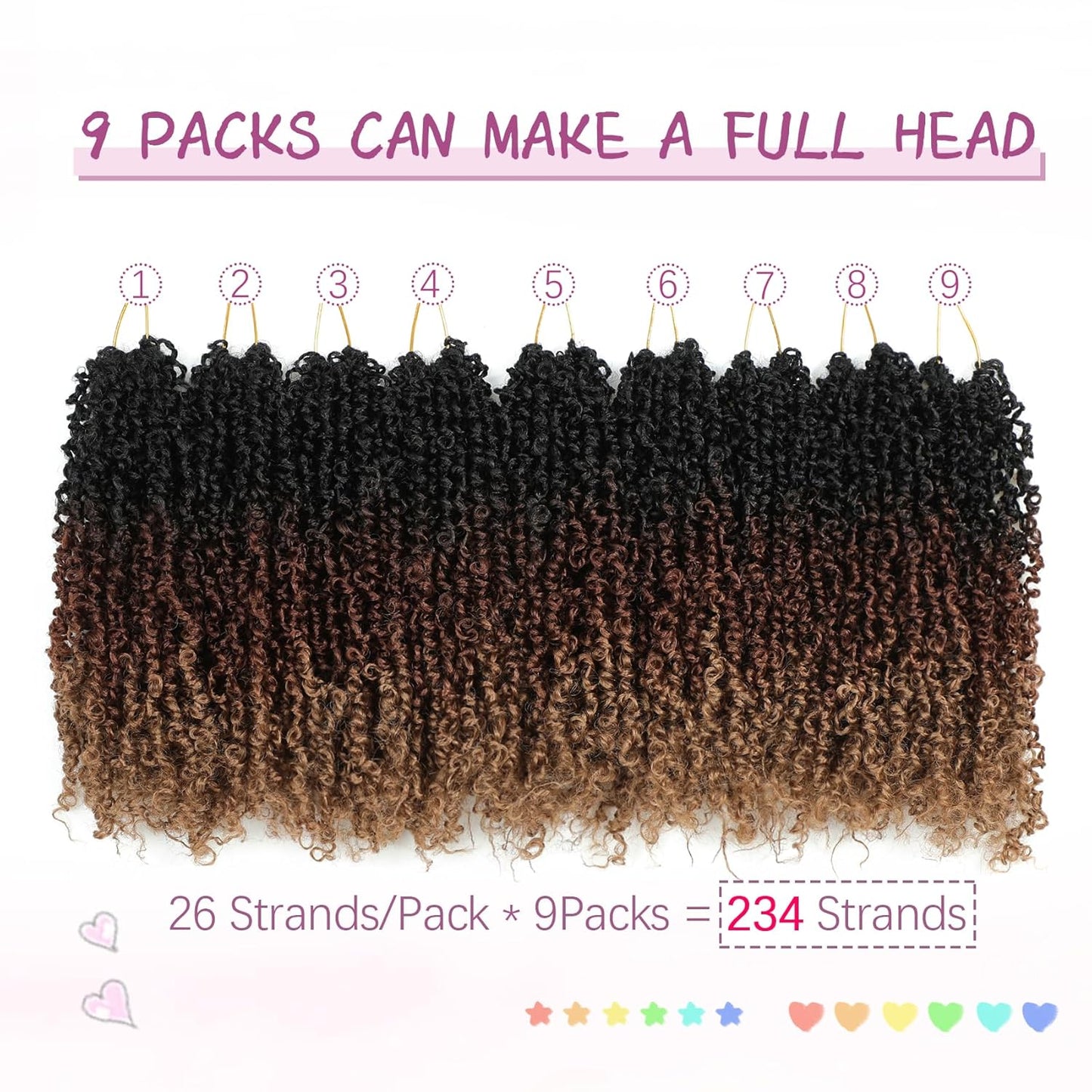 Yanky Mini Twist Crochet Hair - 10 Inch Passion Twist for Black Women | Pre-Twisted with Curly Ends (1B/30/27#)