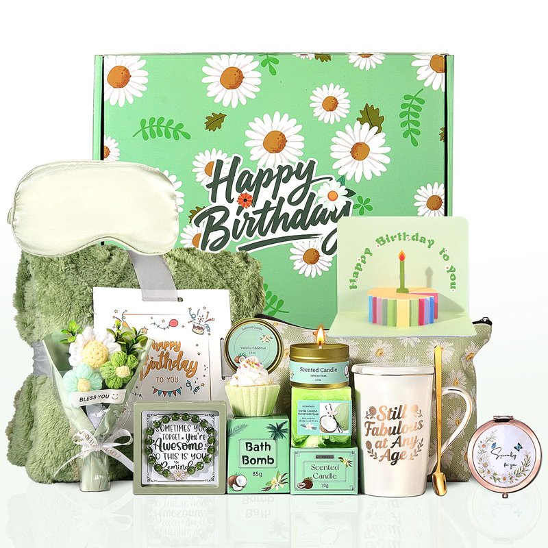 Daisy Birthday Gifts for Women, Self Care Gift Happy Birthday Gift Baskets for Women Friendship, Spa Gift Set Birthday Box Care Package for Women,Mom,Wife,Daughter,Sister,Girlfriend,Best Friend