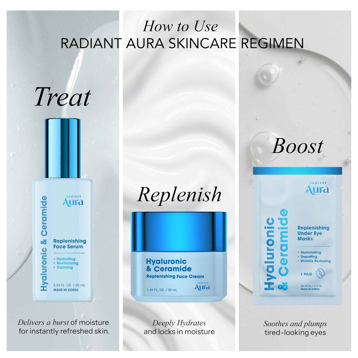 Radiant Aura Hyaluronic & Ceramide Face Moisturizer - Dermatologist Tested Korean Formula for Deep Hydration - Premium Non-Greasy Solution for Daily Moisture & Skin Barrier Care 2 Pack 1.69 fl oz Each