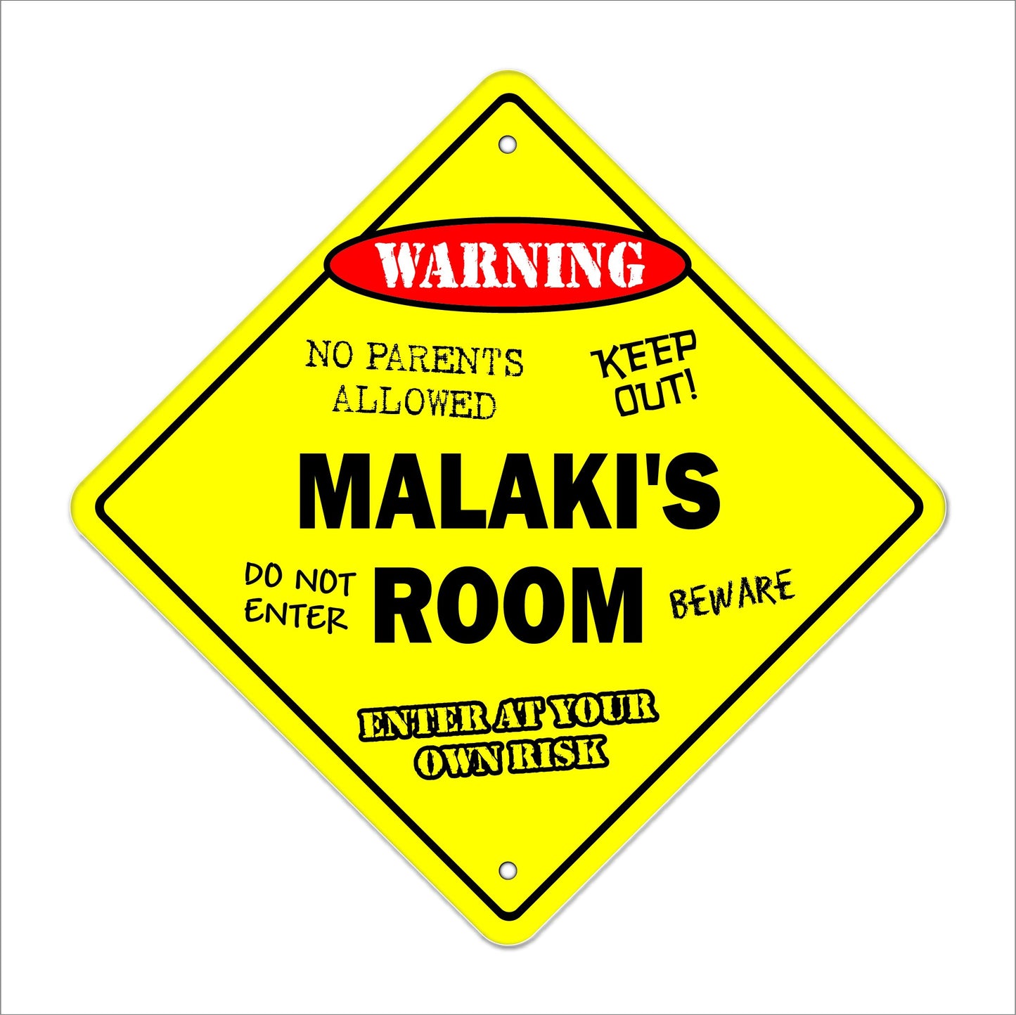 Malaki's Room Sign Crossing Zone Xing | Indoor/Outdoor | 12" Tall Kids Bedroom Decor Door Children's Name boy Girl