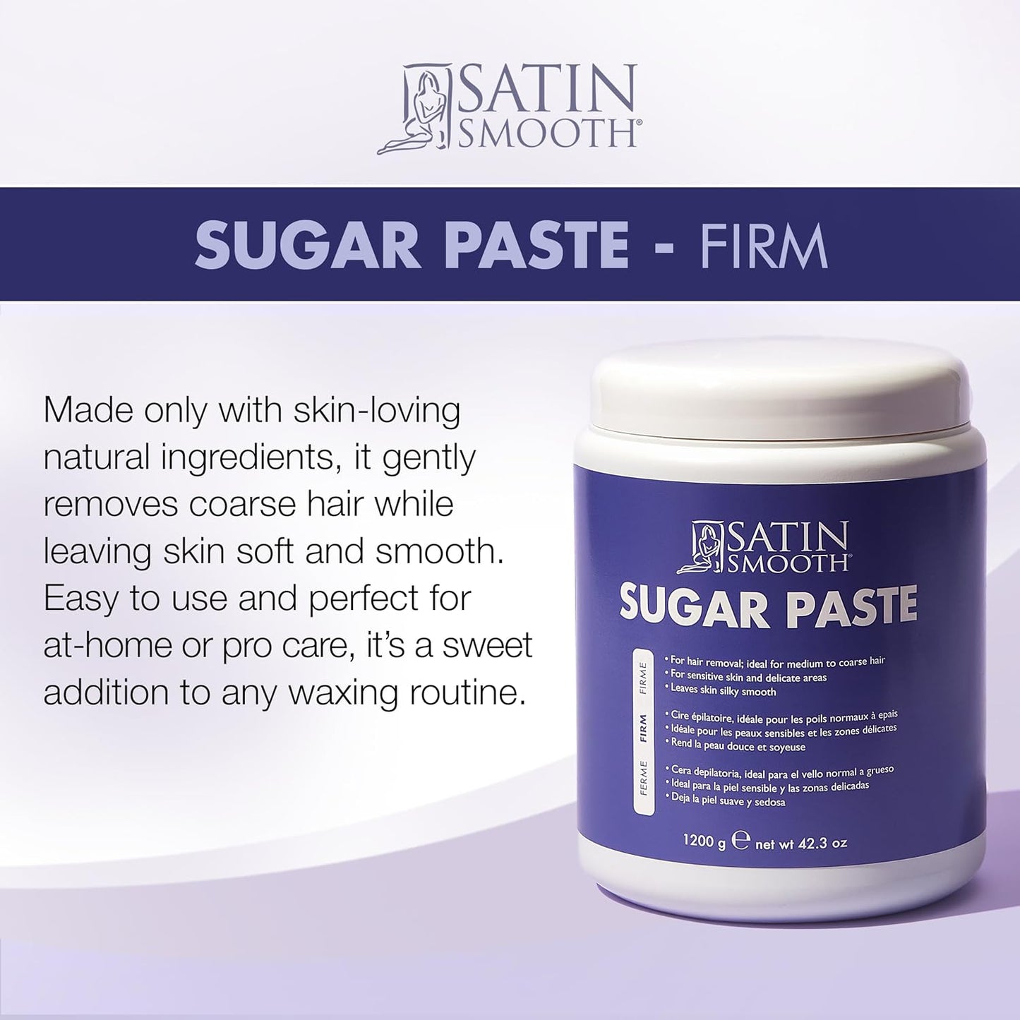 Satin Smooth Sugar Paste - Natural Hair Removal for Sensitive Skin | 42.3 oz, Ideal for Bikini & Delicate Areas
