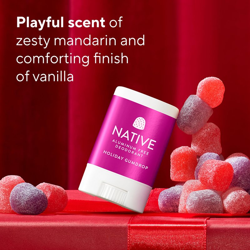 Native Deodorant Contains Naturally Derived Ingredients, 72 Hour Odor Control, Travel Size, Mini Deodorant for Women and Men, Aluminum Free, Limited Edition, Holiday Gumdrop 0.35oz