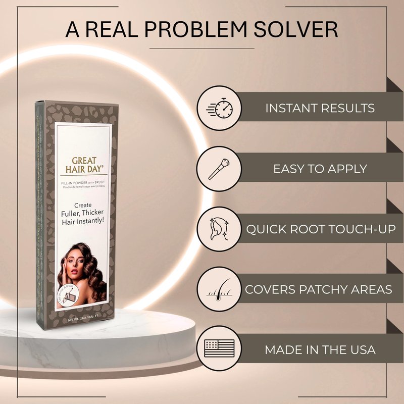 Joan Rivers Great Hair Day Root Touch Up Powder and Hair Color Stick - Root Cover Up Hair Powder and Root Touch Up Stick for Thicker, Fuller Looking Hair (Brunette)