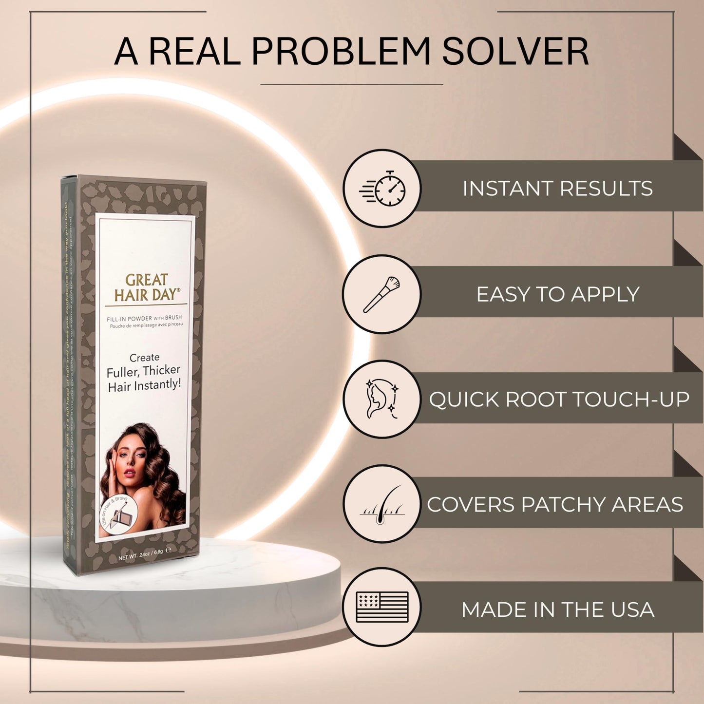 Joan Rivers Great Hair Day Root Touch Up Powder Duo - Fill-in Powder for Thicker, Fuller Looking Hair (Ash Blonde)