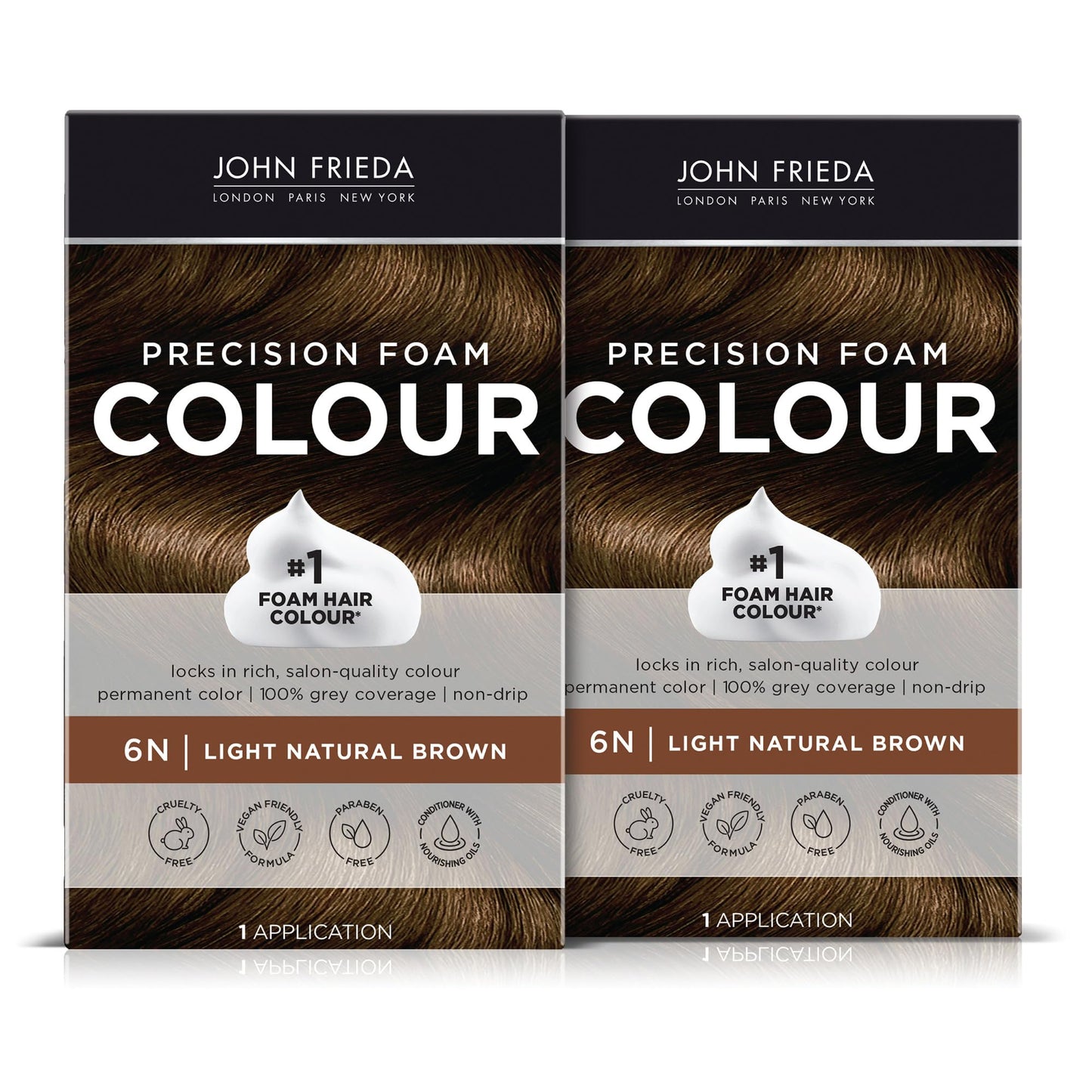 John Frieda Precision Foam Colour Light Natural Brown 6N, 2 Pack