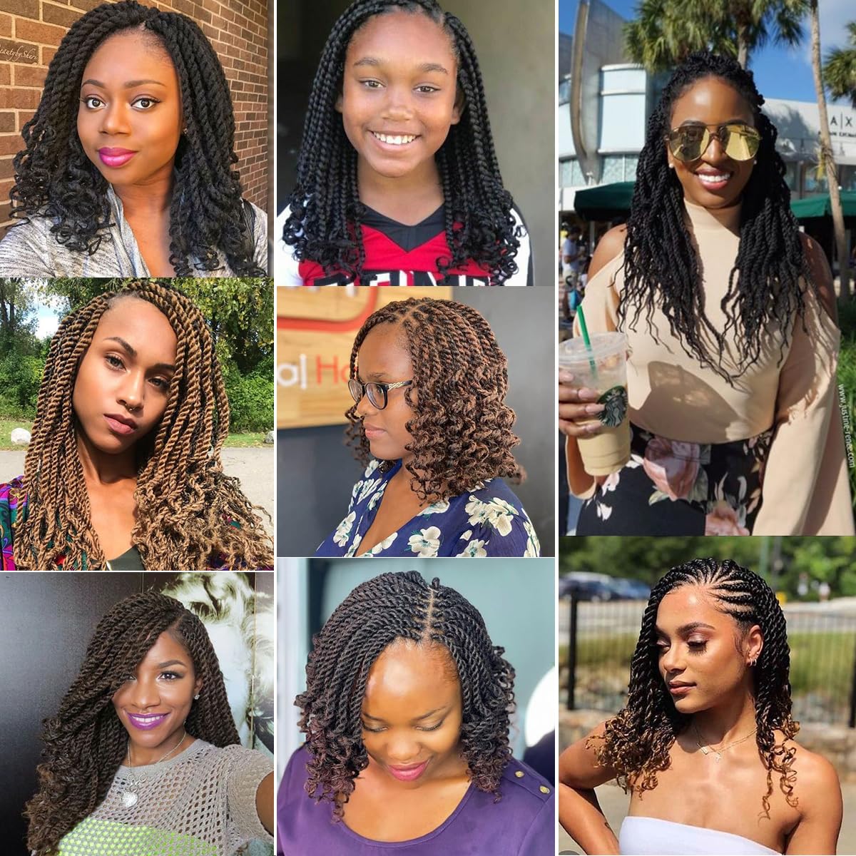 Kachanaa 14 Inch Senegalese Twist Crochet Hair for Black Women 8 Pack Short Pre Looped Crochet Braids With Curly Ends Pre Twisted Crochet Small Hair Synthetic Havana Twist Braiding Hair for Kids T30#