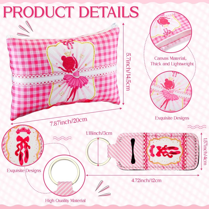 Clysee 60 Pcs Ballerina Party Favors Set Ballet Party Supplies Decoration 12 Makeup Bags 12 Bracelets 12 Knotted Rubber Bands 12 Keychains 12 Elastic Scrunchies for Girl Daughter Dancing Gift