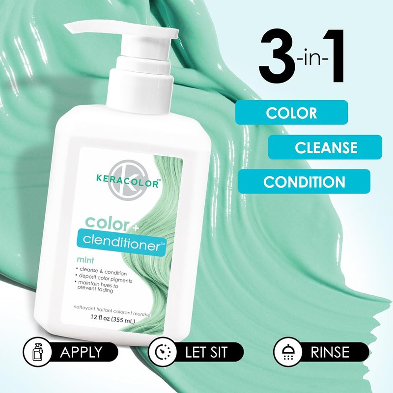 Keracolor Color + Clenditioner - 3-in-1 Color-Depositing Conditioner | Semi-Permanent Hair Color, 12 Fl Oz, 23 Shades