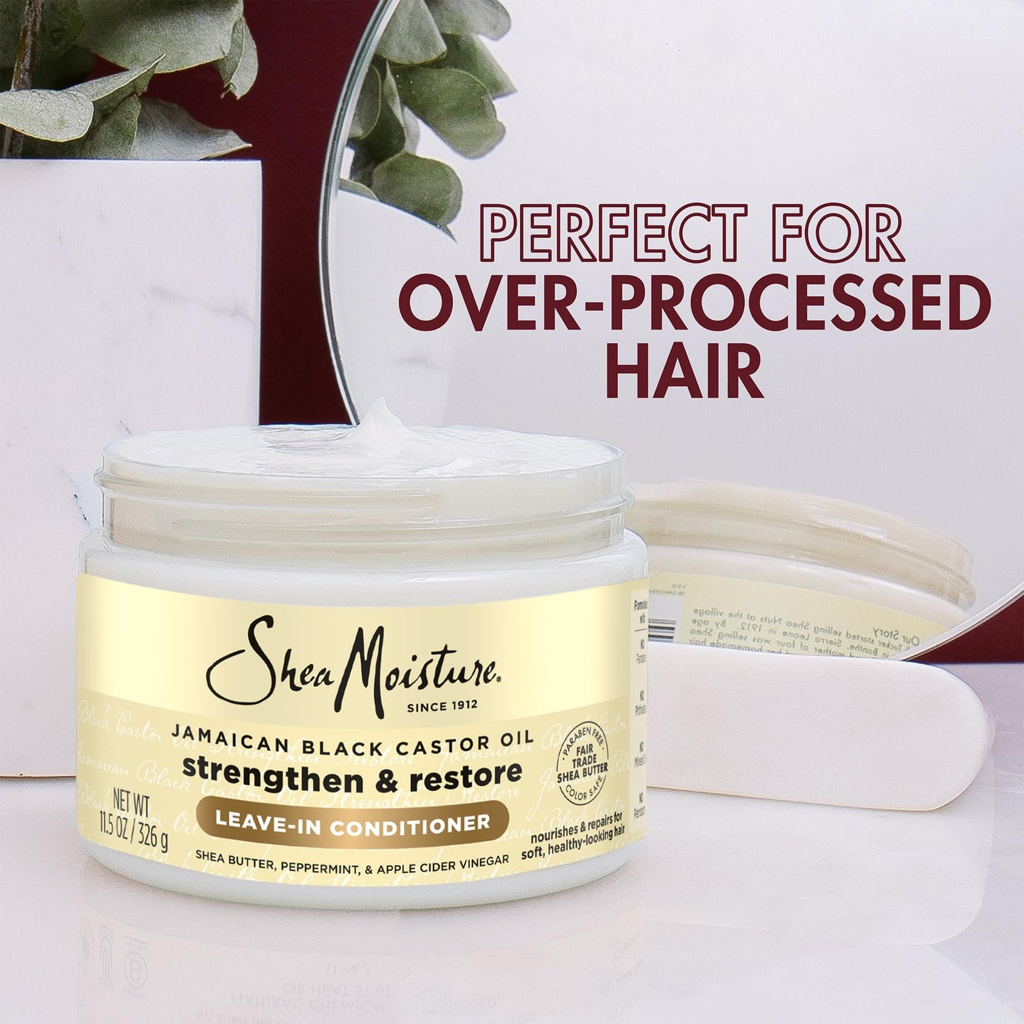 SheaMoisture Leave-In Conditioner Bundle, Coconut & Hibiscus Curl Enhancing Smoothie for Curly Hair, Frizz Control + Jamaican Black Castor Oil Strengthen & Restore for Hair Repair