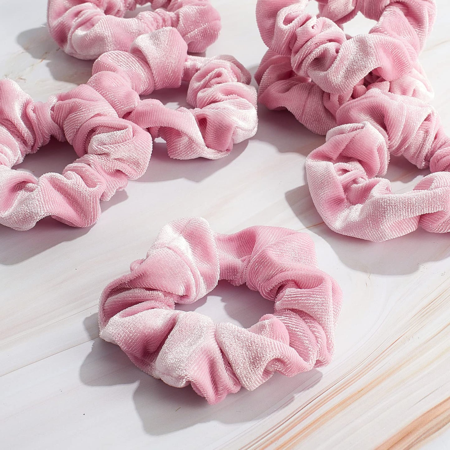 Juexica 100 Pcs Pink Velvet Scrunchies Bulk for Women & Girls, Soft Elastic Scrunchies, Satin Hair Ties for Thick and Thin Hair, Bridesmaid, Bachelorette, Proposal Party Favors (Pink)