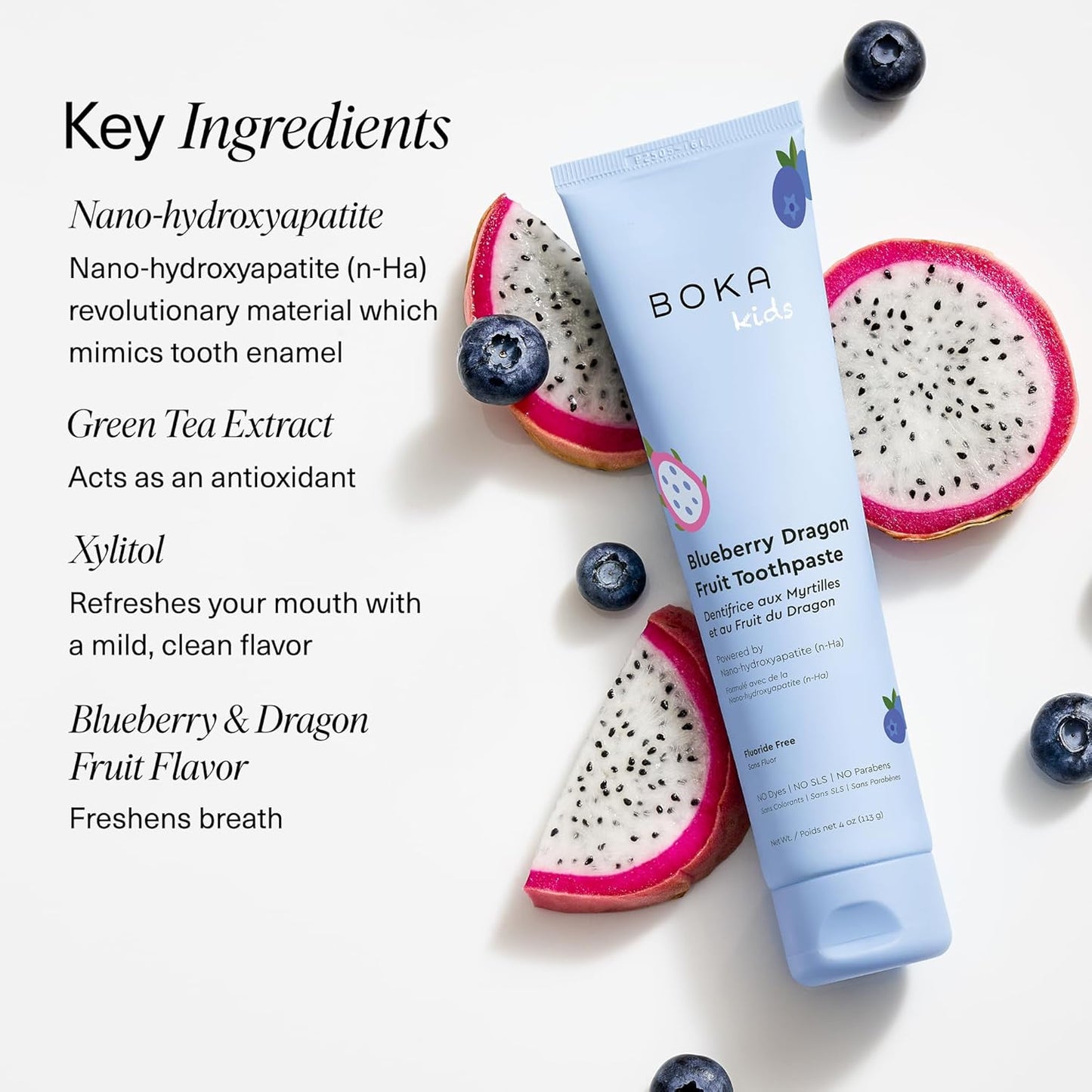 Fluoride Free Nano Hydroxyapatite Toothpaste - Blueberry Dragon Fruit Flavor | 4 oz, 3-Pack