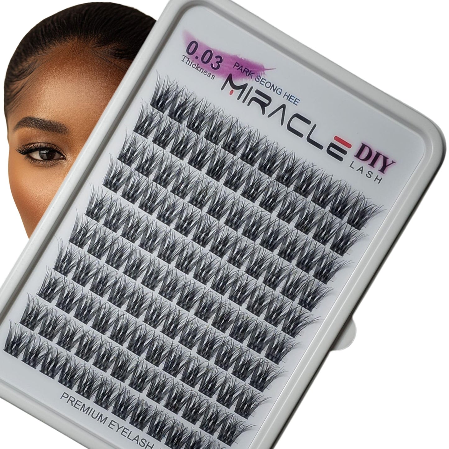 PARK SEONG HEE MIRACLE LASH DIY False Eyelashes, Lash Clusters, Lengthening Wisps 9mm-16mm Contact Lens Friendly, Easy to Apply, Reusable Strip Lashes (E5-280, 16mm) Thickness 0.03mm Lash Clusters