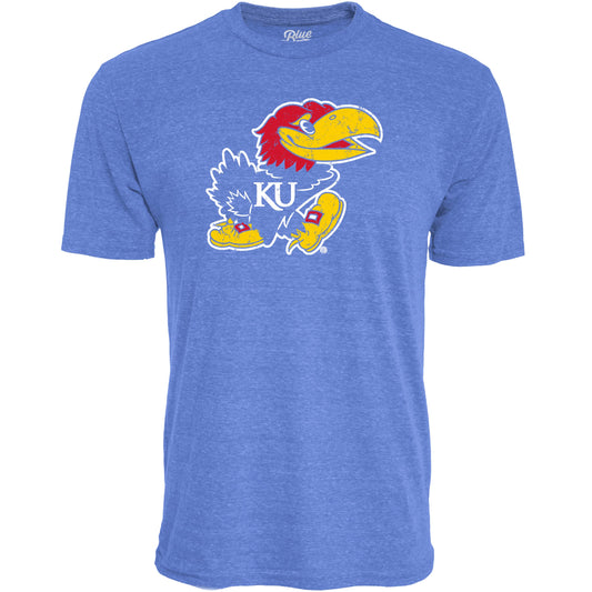 Kansas Jayhawks Tri-Blend T-Shirt Vintage Icon Team Color, XX-Large