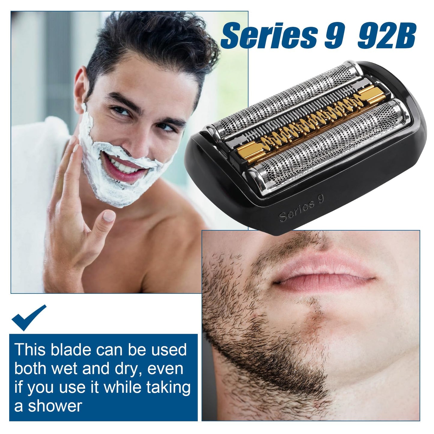 92B Series 9 Electric Shaver Replacement Head Accessories for Braun S9 Foil & Cutter Razor Heads – Foil & Cutter for S9 9290cc/9370cc/9390cc, Close Shave & Hypoallergenic, Wet/Dry Use