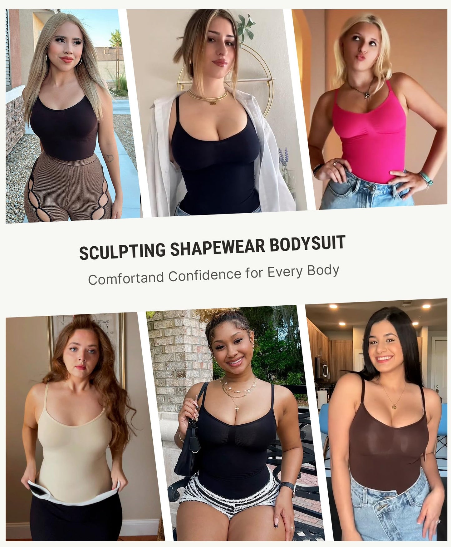 FeelinGirl Body Shaper Tummy Control Shapewear Bodysuit for Women Seamless Shaper Black M-L