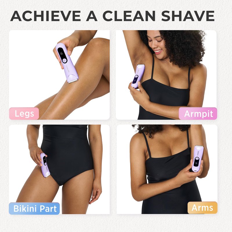 Bikini Trimmer for Women Pubic Hair: Rechargeable Eletctric Razors for Women - Painless Eletctric Shaver - (Wisteria Purple)