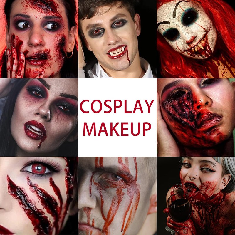 Fake Blood Gel and Scar Wax Set, Special Effects SFX Halloween Makeup Kit Fake Molding Wound Skin Wax Fake Nose Stage Zombie Cosplay Costume SFX Makeup