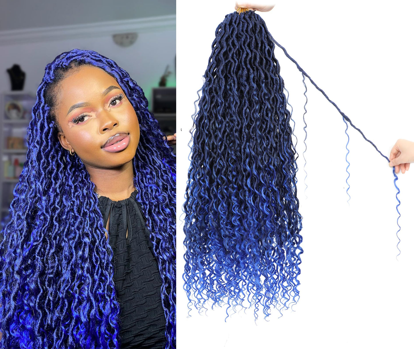 Goddess River Locs Crochet Hair for Black Women - 8 Packs Boho River Locs Crochet Hair, Ombre Boho Soft Locs 30 inch, Long Crochet Goddess Faux with Curly Ends(30inch, 27/613#,8 Packs)
