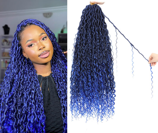 Goddess River Locs Crochet Hair for Black Women - 8 Packs Boho River Locs Crochet Hair, Ombre Boho Soft Locs 30 inch, Long Crochet Goddess Faux with Curly Ends(30inch, 27/613#,8 Packs)