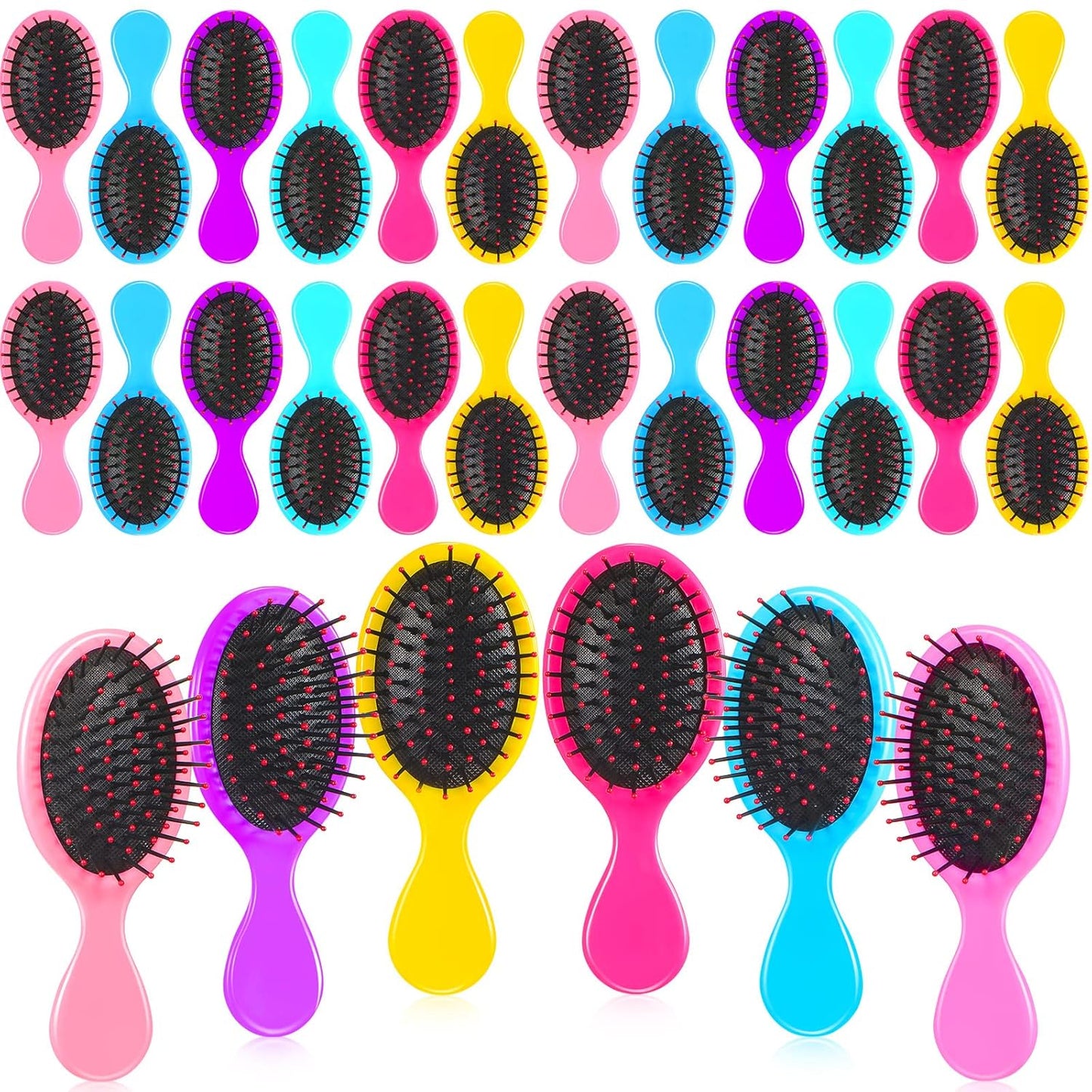 Mini Hairbrushes - 36 Pack Soft Bristle Detangler Brushes for Travel | Ideal for Women, Girls & Toddlers