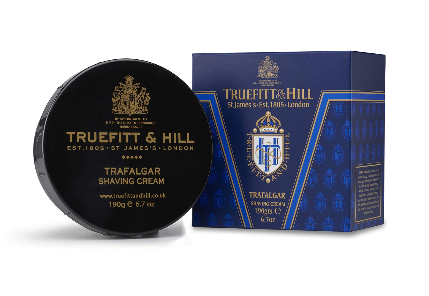 Truefitt & Hill Trafalgar Shaving Cream Bowl for Men, Spicy and Light Fragrance, 6.7 oz.