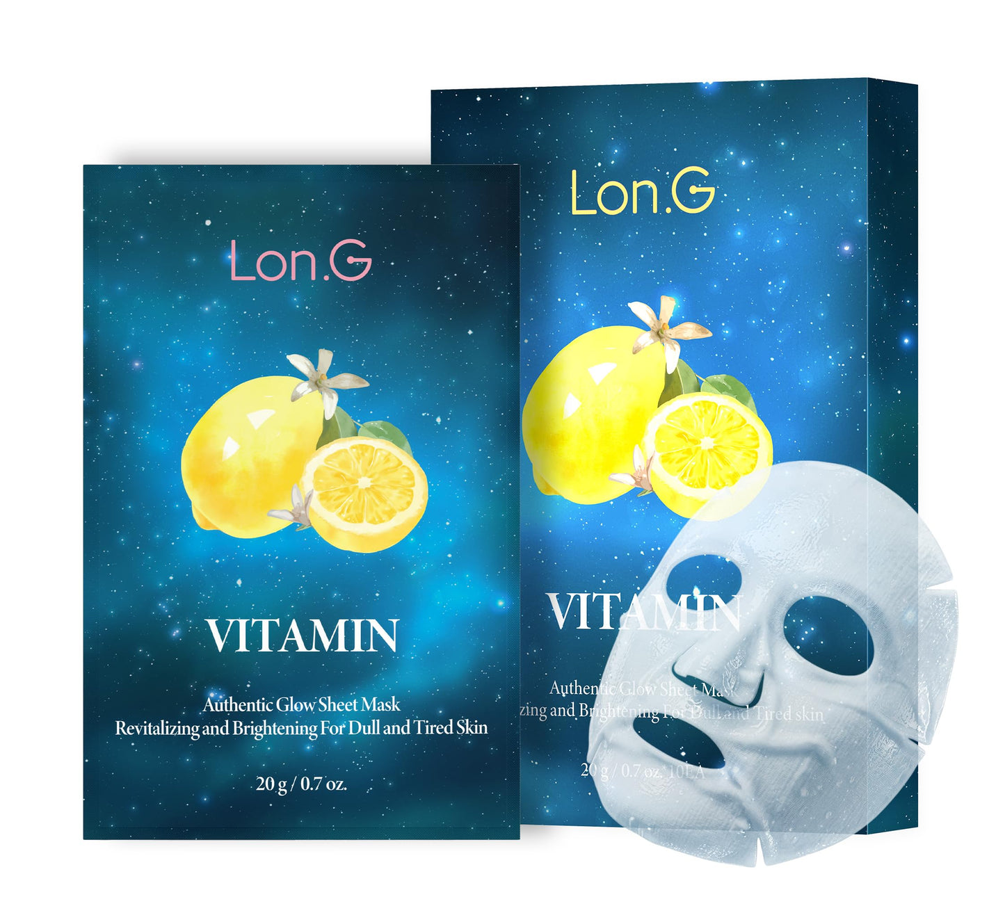 Vitamin C and Niacinamide Authentic Glow Sheet Mask - even skin tone, helps reduce hyperpigmentation and blemish care, glass skin, instant glow, non irritating, Korean skincare, 10 sheets/0.7 oz
