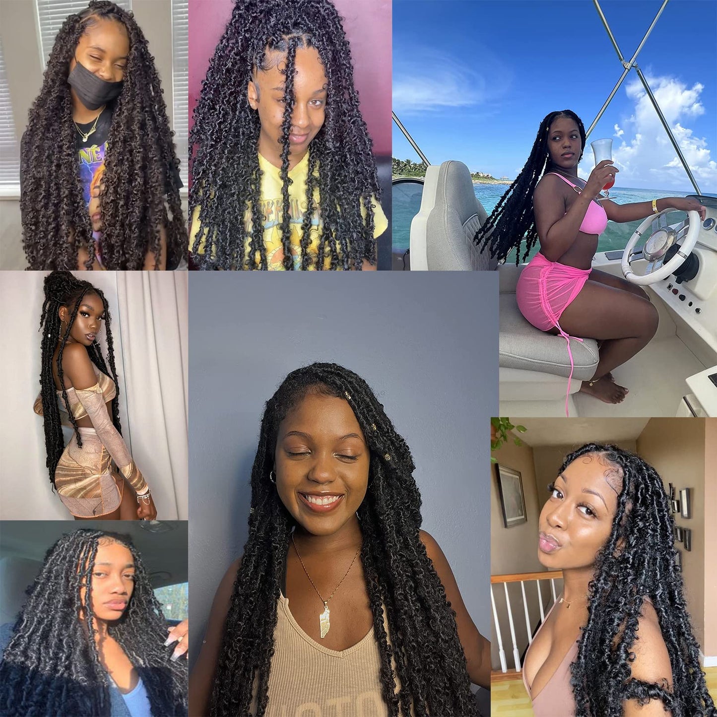 Beverlee Ginger Butterfly Locs Crochet Hair 20 Inch Distressed Faux Locs Pre-looped 350 Goddess Locs Crochet Braids Handmade Extended Soft Locs For Women Extensions (6 Pack 350#)