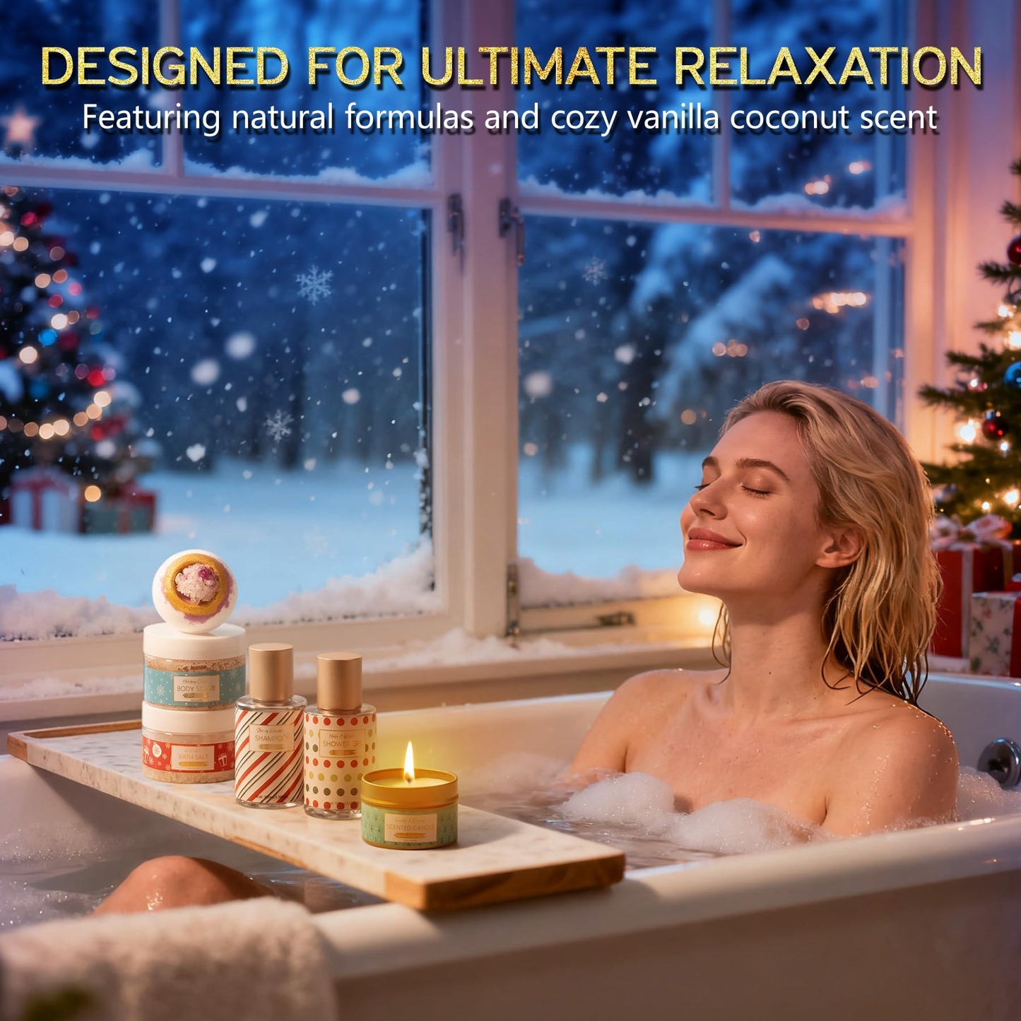 Spa Gifts for Women Bath Gift Set, 24 Pc Vanilla Coconut Luxury Bath Sets, Relaxing Spa Care Package Self Care Box Thank You Christmas Gifts for Women Mom Teen Girl Sister Friend Her Wife Girlfriend