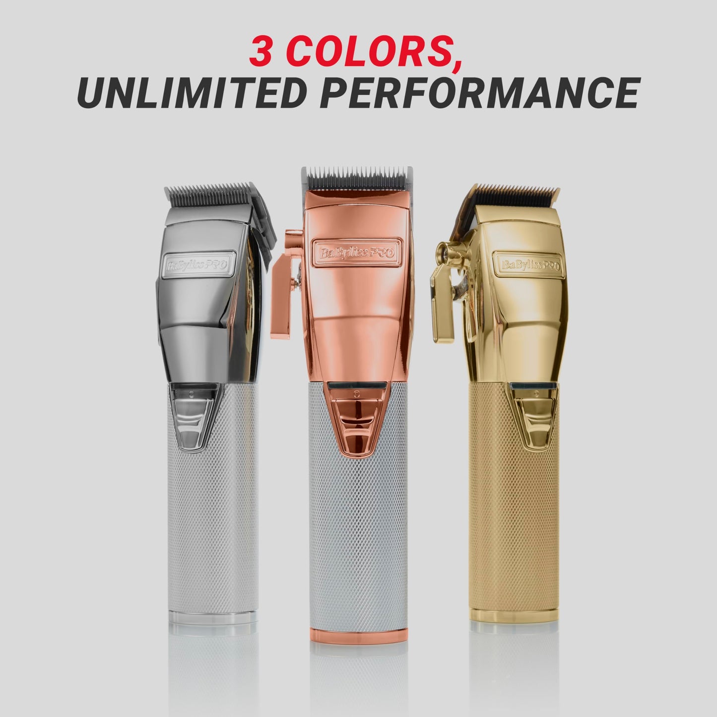 BaBylissPRO GOLDFX+ Professional Barber Cord/Cordless Hair Clippers for Men, All Metal, Lithium Battery with 3-Hour Runtime, Gold
