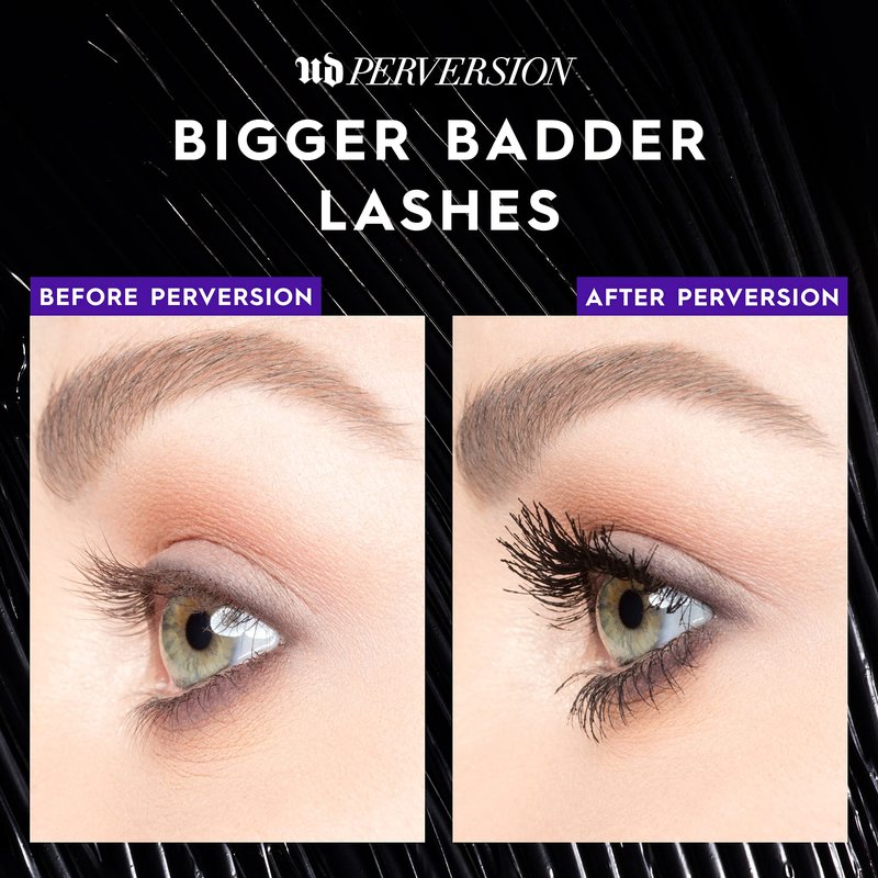 Urban Decay Perversion Volumizing Mascara (Full Size) - Intense Black Lengthening Mascara, Smudge-Resistant, Flake-free, Buildable Lash Volume & Length, Curling & Separating - 0.34 Fl Oz