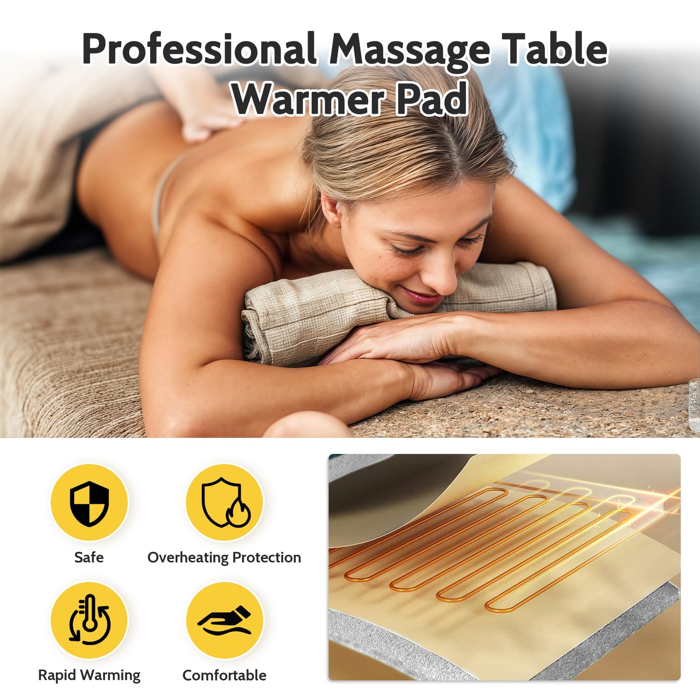 Massage Table Warmer Heating Pad Professional SPA Massage Bed Warmer 9 Hours Timer, 9 Heat Settings, Overheat Protection for Massage Bed & Spa, Thickened & Soft Fleece, 30" x 71"