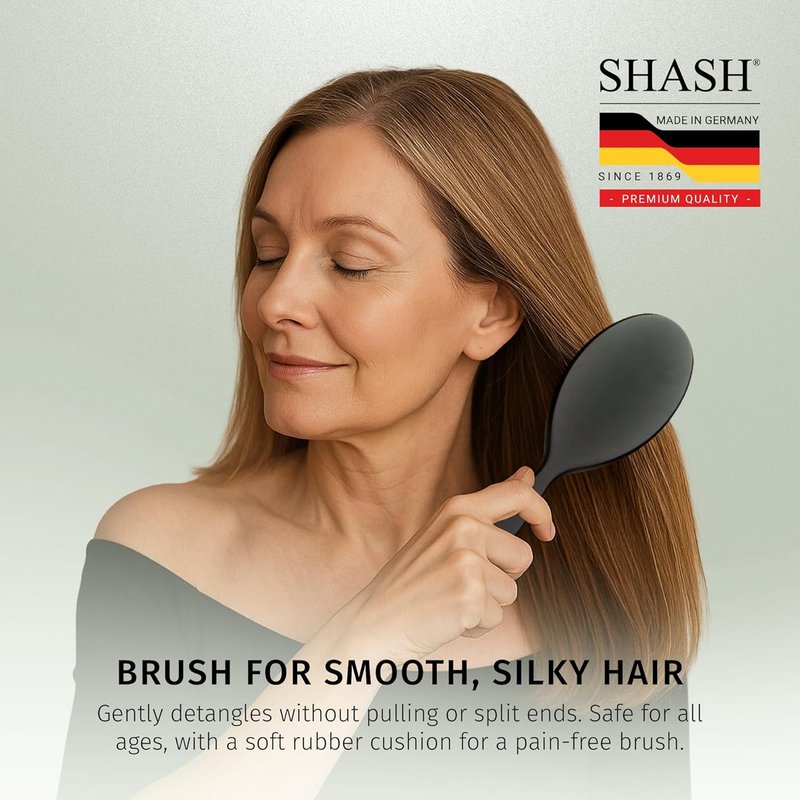 Boar Bristle Hair Brush - Handmade in Germany | Nylon & First Cut Bristles for Normal to Thick Hair - Gently Detangles & Softens (Large)