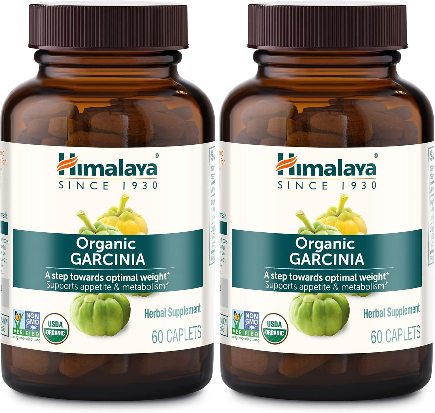 Organic Garcinia Cambogia Supplement - Appetite Support & Lipid Metabolism | 600 mg, 60 Vegan Caplets, 2 Pack