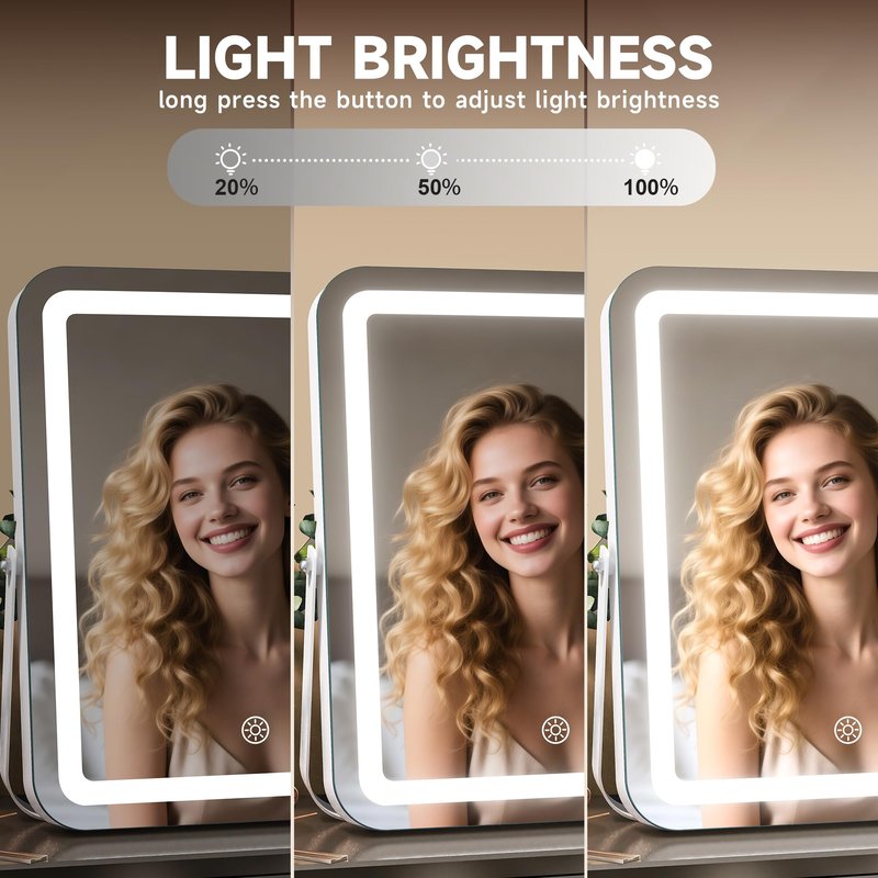MINISO LED Vanity Mirror with Bluetooth Speaker, 9.8" x 11.8" Makeup Mirror with Lights, Light & Brightness Smart Sensor, Aluminum Alloy Metal White Frame, with 10X Magnifying