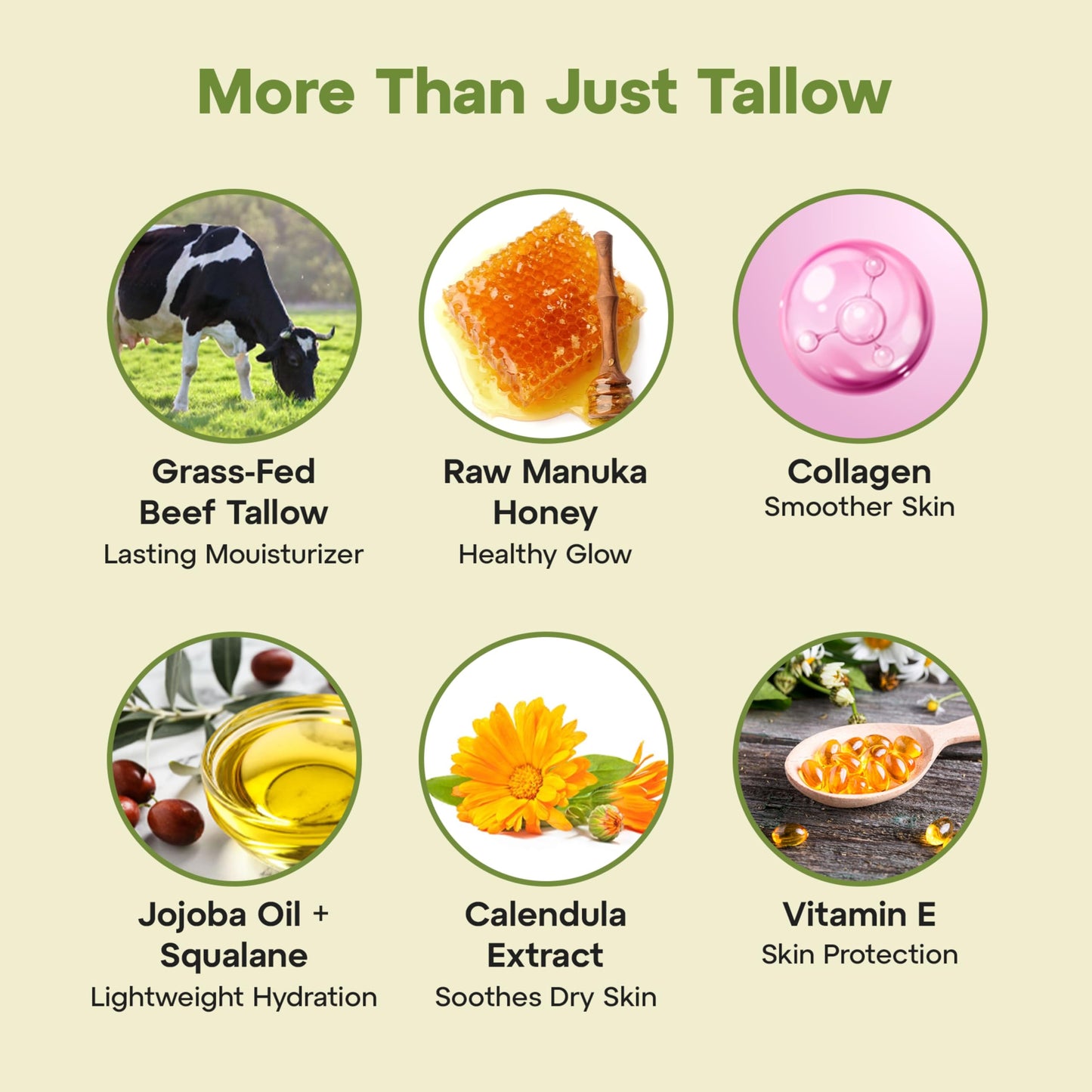 Do Less Whipped Beef Tallow Moisturizer for Skin, Face & Body, Deep Hydration for Dry Sensitive Skin with Grass-Fed Tallow, Manuka Honey & Jojoba Oil, 4oz