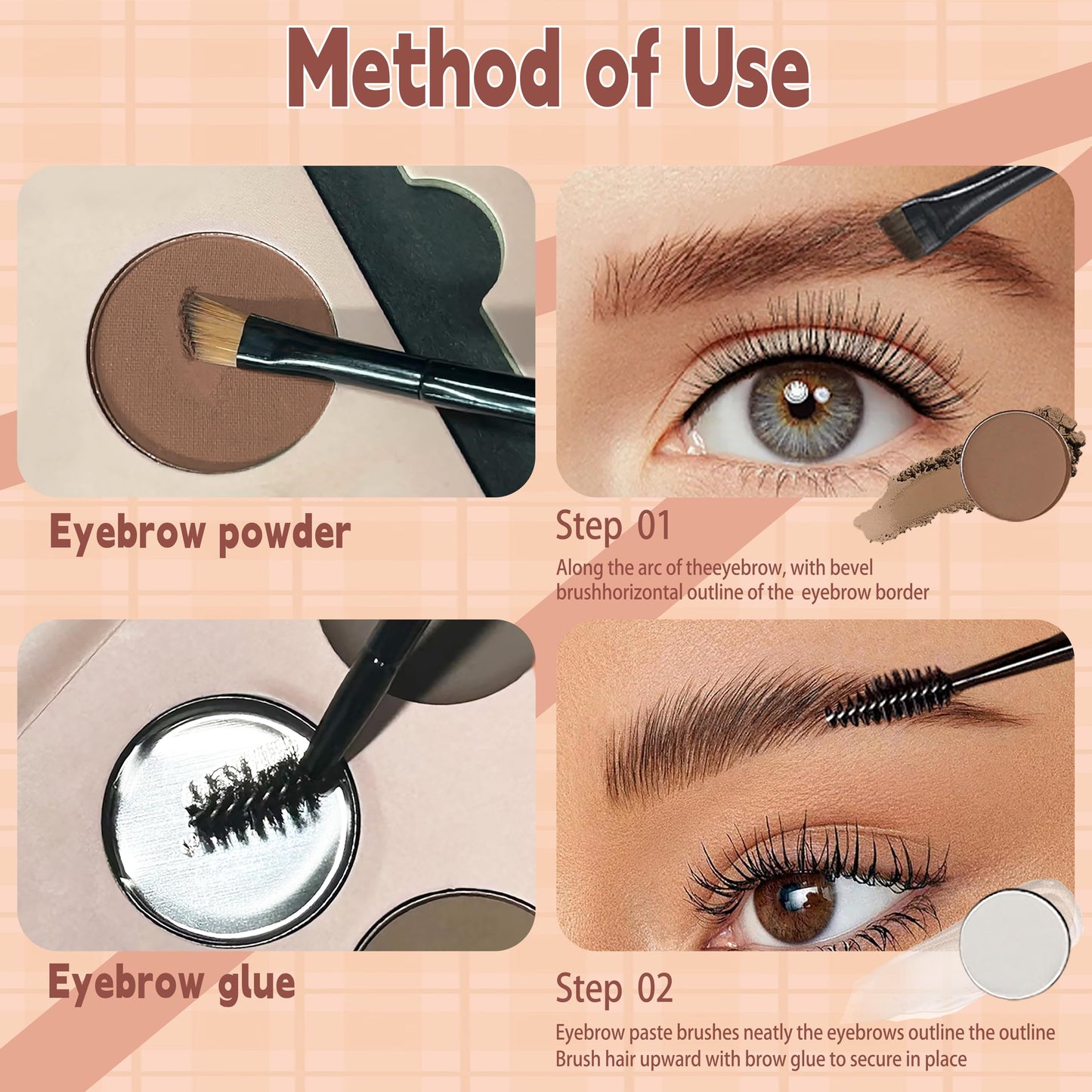 6‑Color Eyebrow Powder & Pomade Palette, Waterproof Long Lasting Brow Styling Kit with Clear Brow Gel, 10 Reusable Eyebrow Stencils & 2 Double‑Ended Brushes, Natural Brow Shaping Makeup for Beginners
