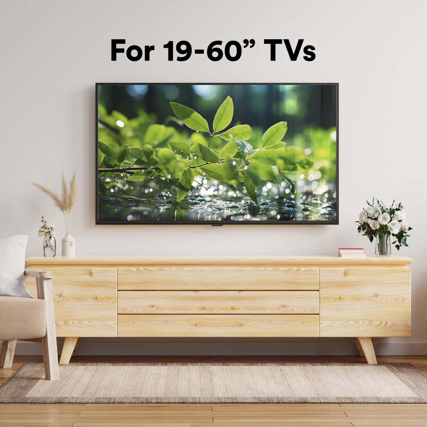 DuraPro Universal Low-Profile TV Wall Mount for 19"–60" Flat & Curved TVs – Easy Install, VESA Compatible, Bonus 6ft HDMI Cable