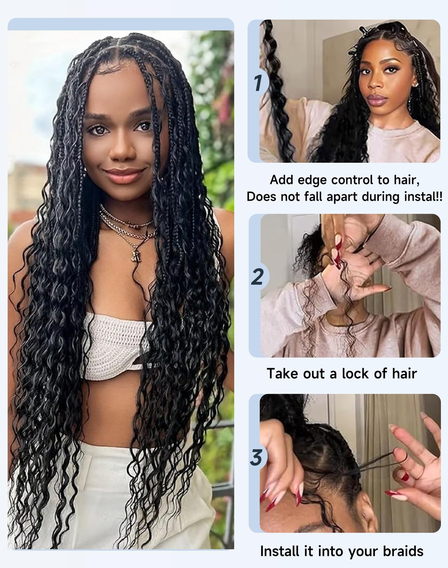 Human Braiding Hair For Boho Braids 110g Curly Boho Hair For Braiding Knotless 12A 100% Unprocessed Brazilian Virgin Hair Extensions Bulk Bohemian 4 Bundles/Pack Natural Color 20Inch